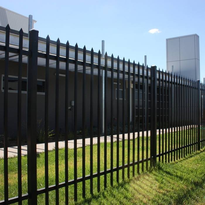 Steel fence is used to crate boundaries for industrial parks.