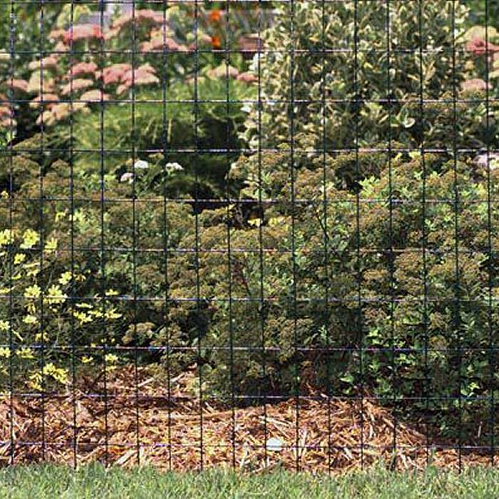 Welded wire mesh rolls are fastened to the post as garden boarder fence.