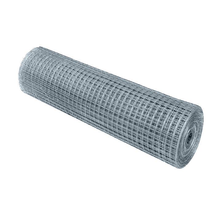 A roll of welded wire mesh roll on white background.